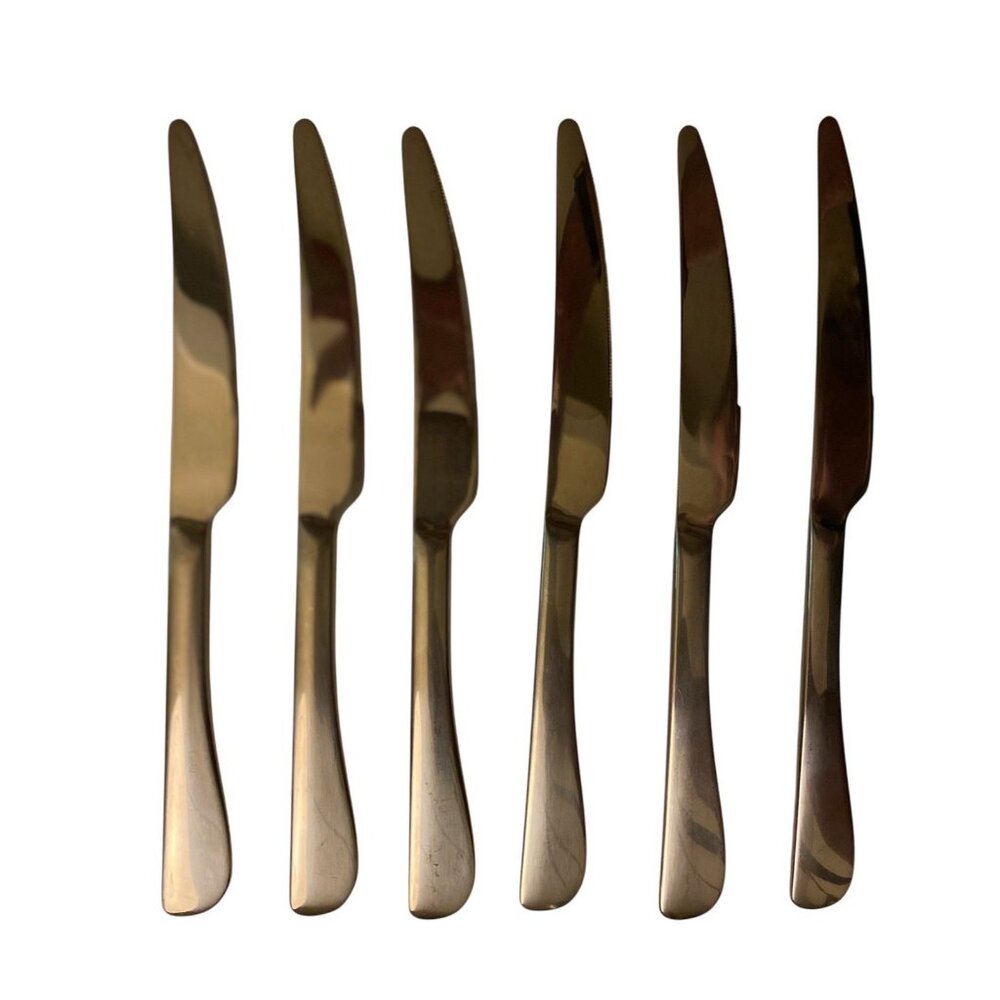 Lot Of 6  Cambridge Logan Dinner Knives 9” Stainless Steel Silverware Modern